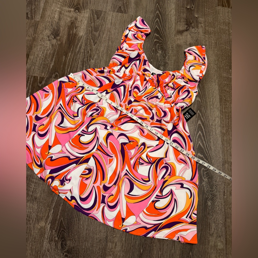Express Swirl Print Mini Dress Colorful Short Flutter Sleeves Lined.  Sz M. NWT! - Picture 8 of 13